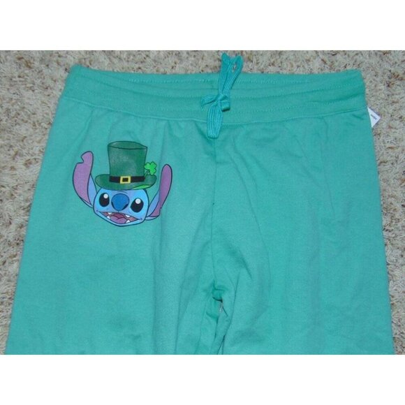 Womens Sweatpants Disney Stitch Medium St. Patricks Day Green Pull On Joggers - Picture 2 of 4